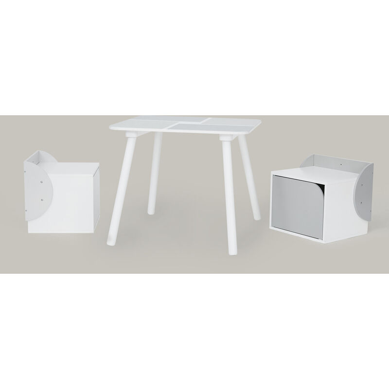 foto del prodotto fantasy fields di teamson kids wooden biscay table e 2 sedie con spazio, grigio