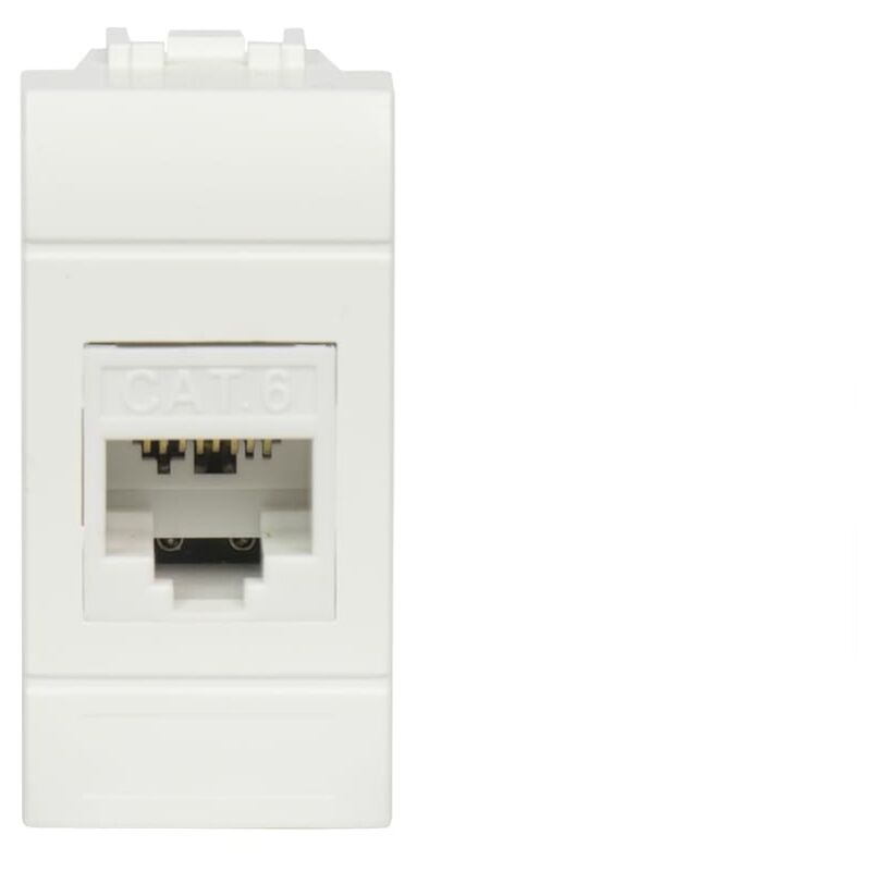 foto del prodotto fanton 23713 36 presa dati rj45 utp 180 cat.6 crimpaggio senza utensile con adattatore per placche e supporti bticino living light