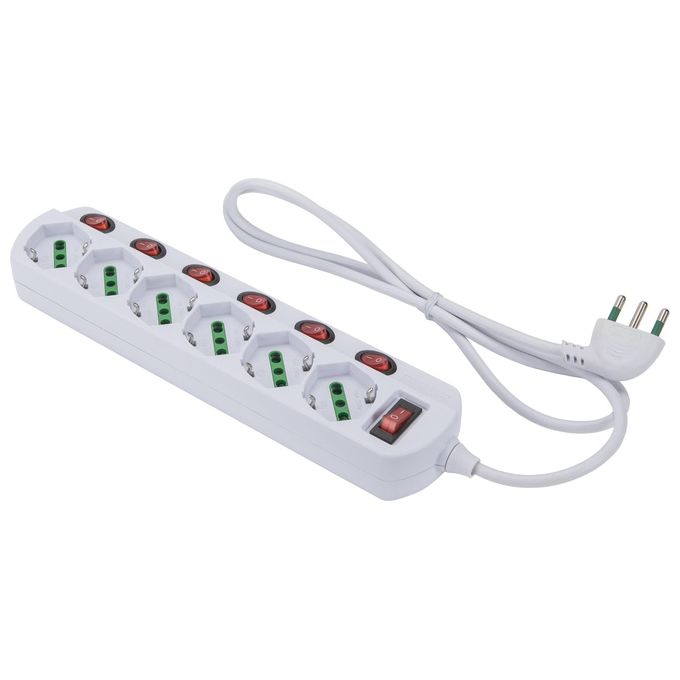 foto del prodotto fanton 47438 retail multipresa 6 prese con 7 iinterruttori bianco