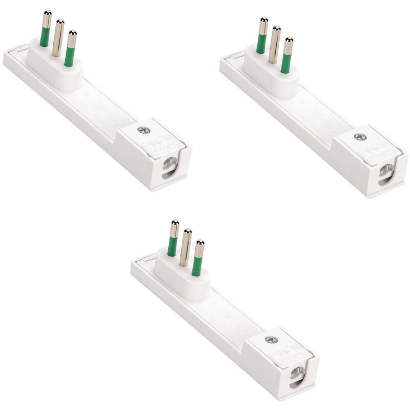 foto del prodotto fanton 80067 b3 set di 3 pz spina salvaspazio ultrapiatta italiana piccola 2p t 10a mod. clock bianca