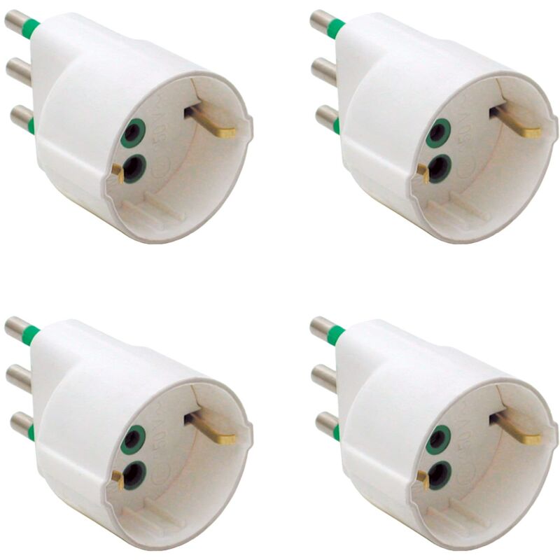 foto del prodotto fanton 82130 b4 set 4pz adattatore da spina grande 16a a presa schuko colore bianco