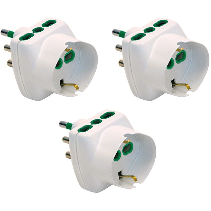 foto del prodotto fanton 82240 b3 set 3 pz adattatore triplo schuko bipasso spina schuko 16a 2 prese bipasso italiane e 1 presa schuko 16a vertical system