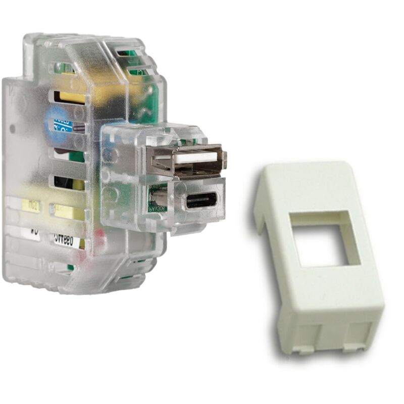 foto del prodotto fanton 82893 37 kit alimentatore usb a c 2,4a attacco keystone da incasso completo di adattatore combatibile con placche e supporti gewiss system