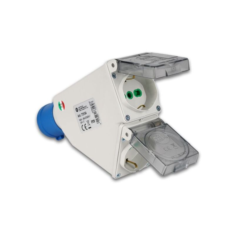 foto del prodotto fanton adattatore industriale da spina cee a 2x shuko 2p t 16a ip44 73104
