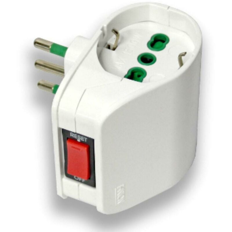 foto del prodotto fanton adattatore spina 2p t 10a con interruttore automatico di sovraccarico 87310