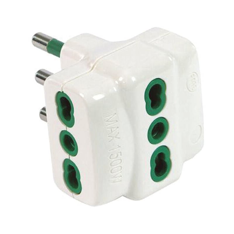 foto del prodotto fanton adattatore triplo bipasso 2 poli terra 16a bianco linea garanti bianco 82620 e