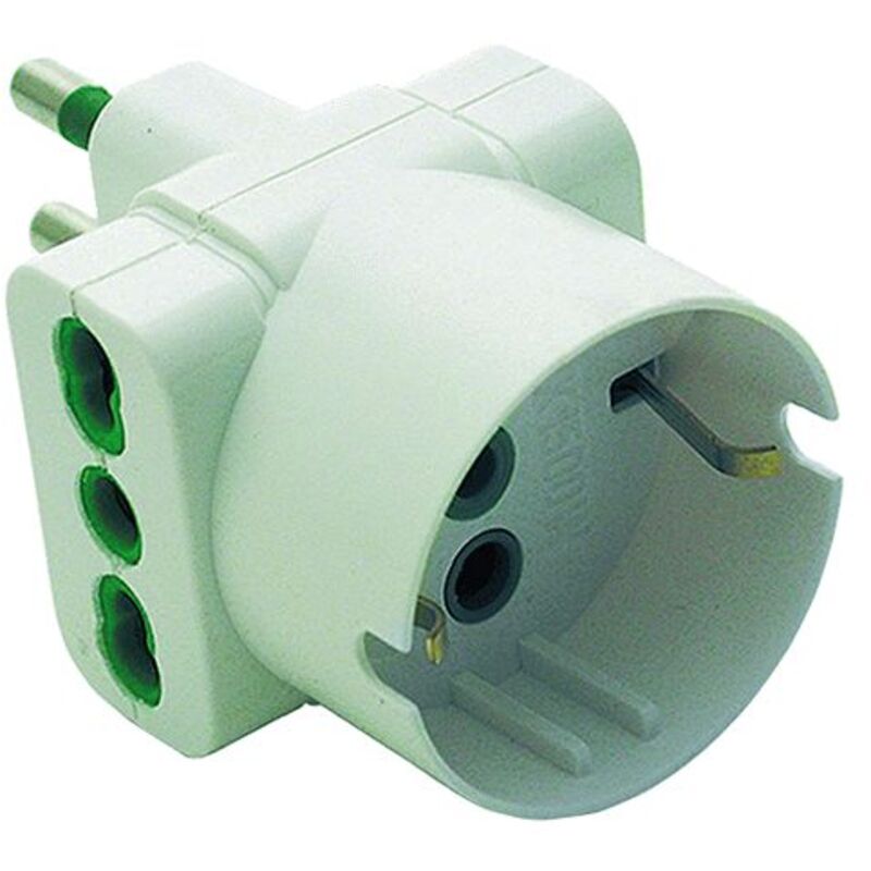 foto del prodotto fanton adattatore triplo spina italiana 2p t 16a colore bianco presa adattatore bipasso