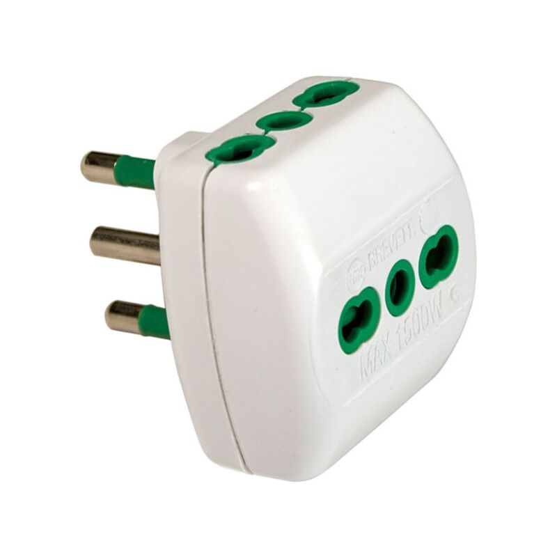 foto del prodotto fanton adattatore triplo vertical system spina italiana 2p t 16a a 3 prese bipasso 87180