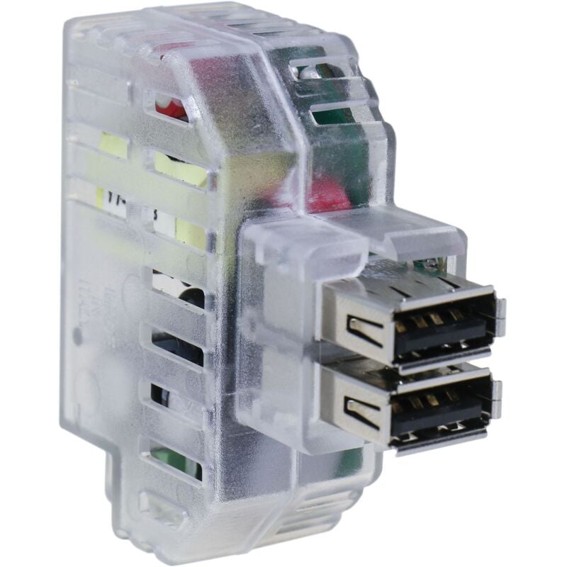 foto del prodotto fanton alimentatore da incasso keystone 2 prese usb a 2.4a trasparente 82892