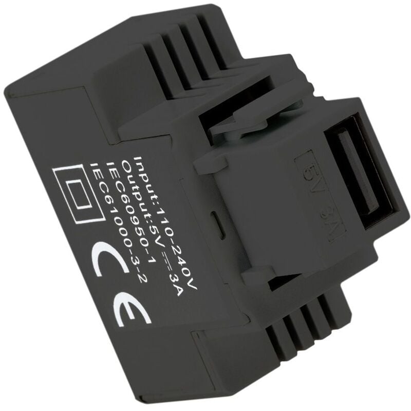 foto del prodotto fanton alimentatore da incasso keystone presa usb a 3a colore nero 82897