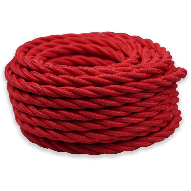 foto del prodotto fanton cavo elettrico tessile colore rosso treccia seta 2mt 3g0,75 filo rivestito in tessuto vintage stile retr per lampadari applique 93836 02