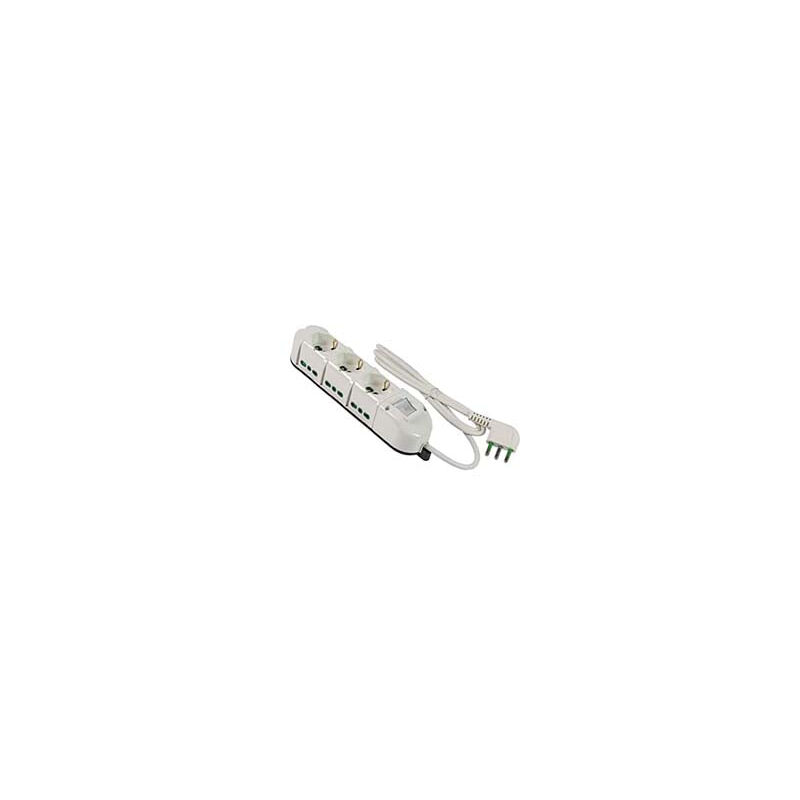 foto del prodotto fanton multipresa 3 bip. sch. 6 bip. later. con int. linea retail triax bianca 49122