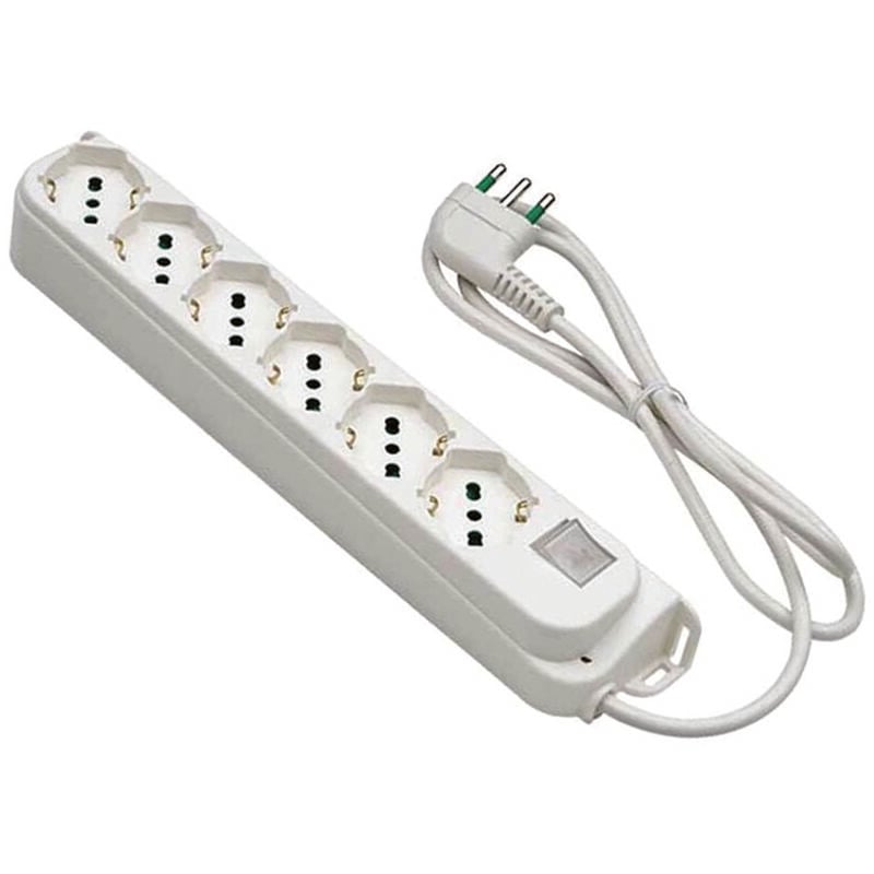 foto del prodotto fanton multipresa 6 posti bipasso schuko con interruttore linea retail bianca 47430