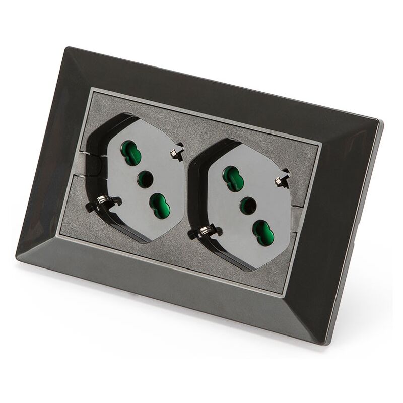 foto del prodotto fanton multipresa ad incasso opera con 2 prese universali 3 mod. grigia 42101