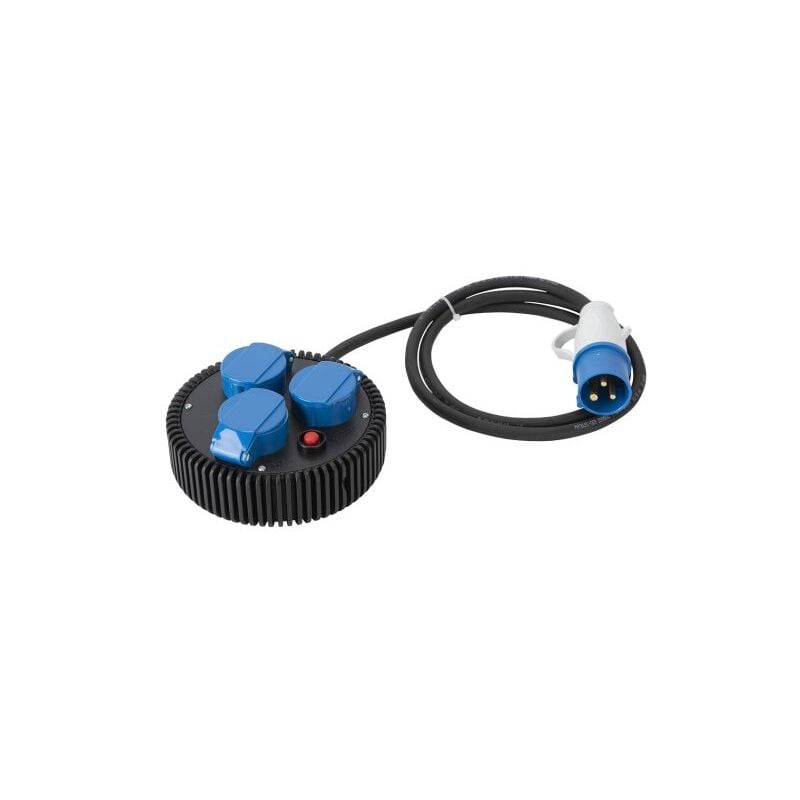 foto del prodotto fanton multipresa rotonda professionale 3 prese cee 2p t 16a 200 250v 6h ip44 cavo 2 m con disgiuntore 42090