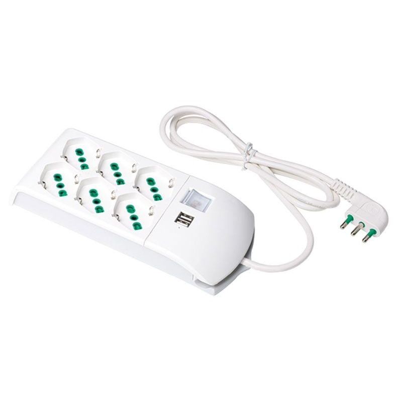 foto del prodotto fanton multipresa scarpetta con prese 3 3 bipolari schuko e usb 410350