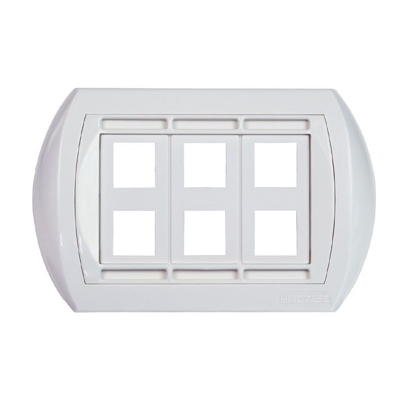 foto del prodotto fanton placca universale autoportante 6 uscite rj45 bianca 23953