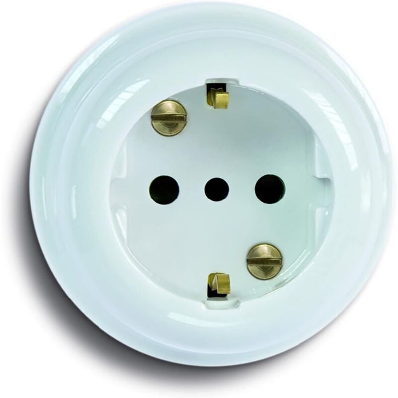 foto del prodotto fanton presa da parete in ceramica p30 colore bianco 2p t 16a standard ita 84011