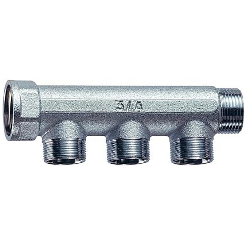 foto del prodotto far - collettore lineare in ottone per riscaldamento maschio femmina modello 1' x 3 vie