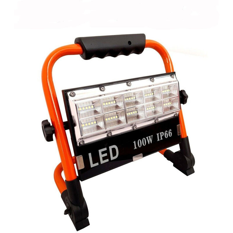 foto del prodotto fare faretto led 100w batteria ricaricabile portatile torcia da lavoro