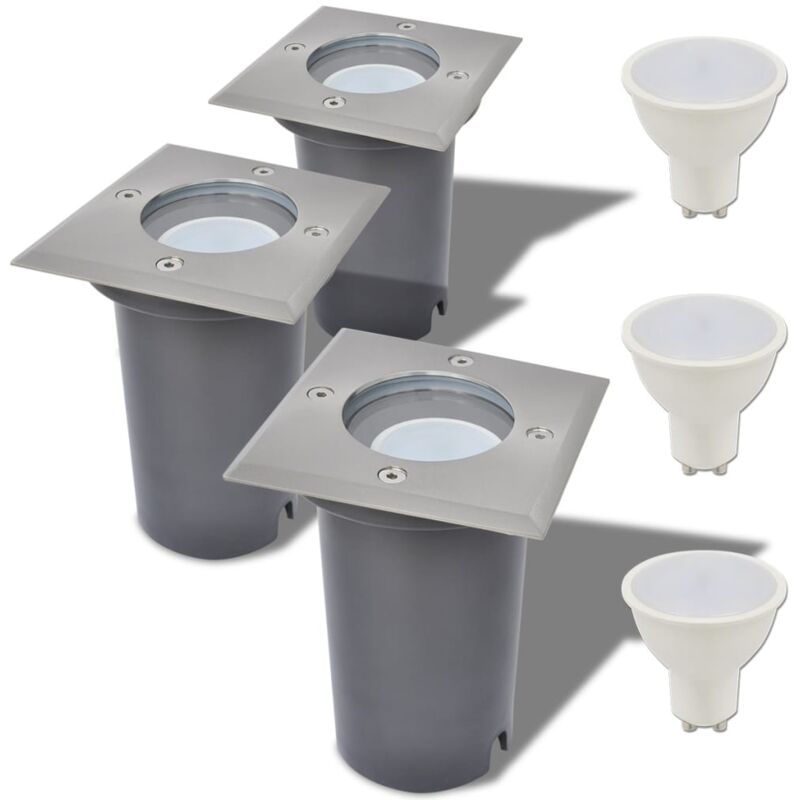 foto del prodotto faretti carrabili da esterno a led 3 pz quadrati vidaxl
