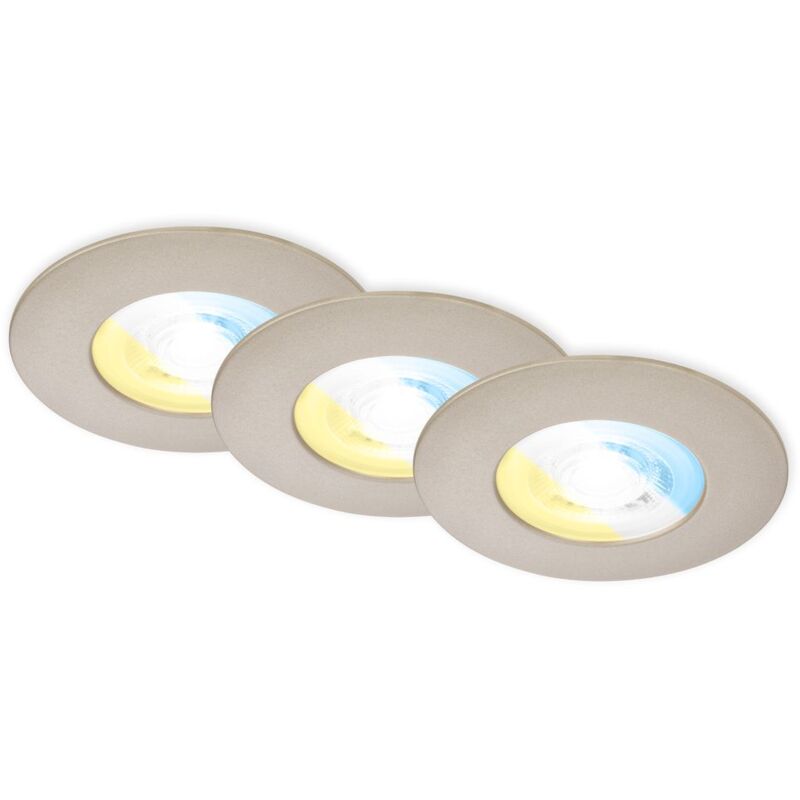 foto del prodotto faretti da incasso a led cts, set di 3, nichel opaco, 3xl