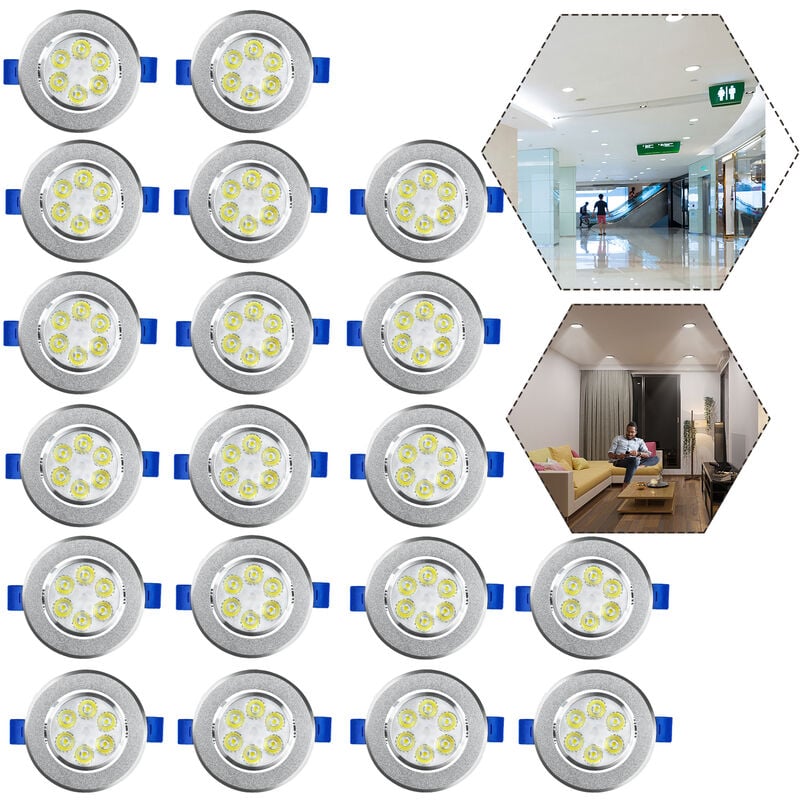 foto del prodotto faretti da incasso per bagno faretti led da incasso 3w luci da incasso piatto led plafoniere faretto a led da incasso 20x3w, bianco freddo hengmei