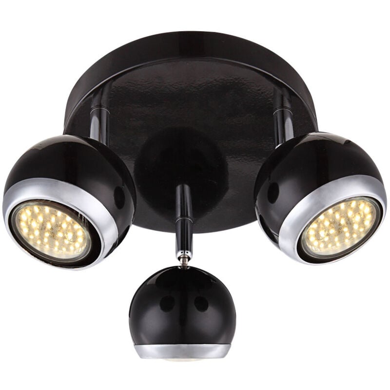 foto del prodotto faretti da soffitto, faretto da soffitto cromato nero, 3 luci, faretti mobili, 3 led 3w 250lm, pxh 18 x 13 cm