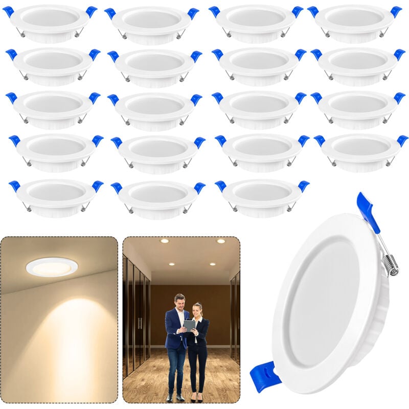 foto del prodotto faretti led ad incasso orientabili lampada da soffitto set da 20, plafoniera ad incasso, per soggiorno, cucina, corridoio, 20x5w, bianco caldo aufun
