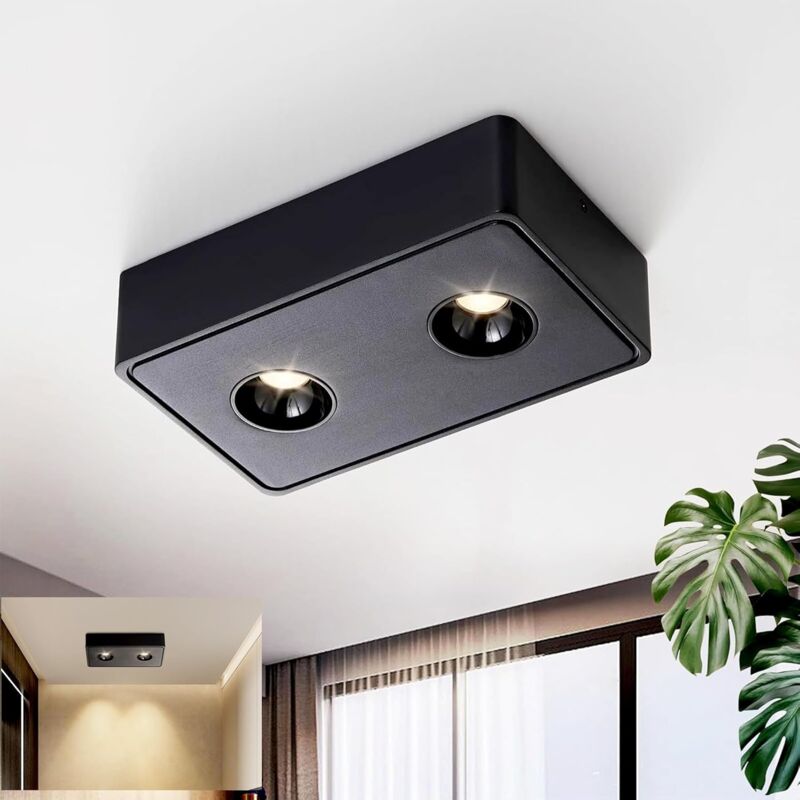 foto del prodotto faretti led da superficie faretti da superficie neri con 2 fiamme 14w bianco caldo angolato faretti da soffitto moderni faretti da superficie