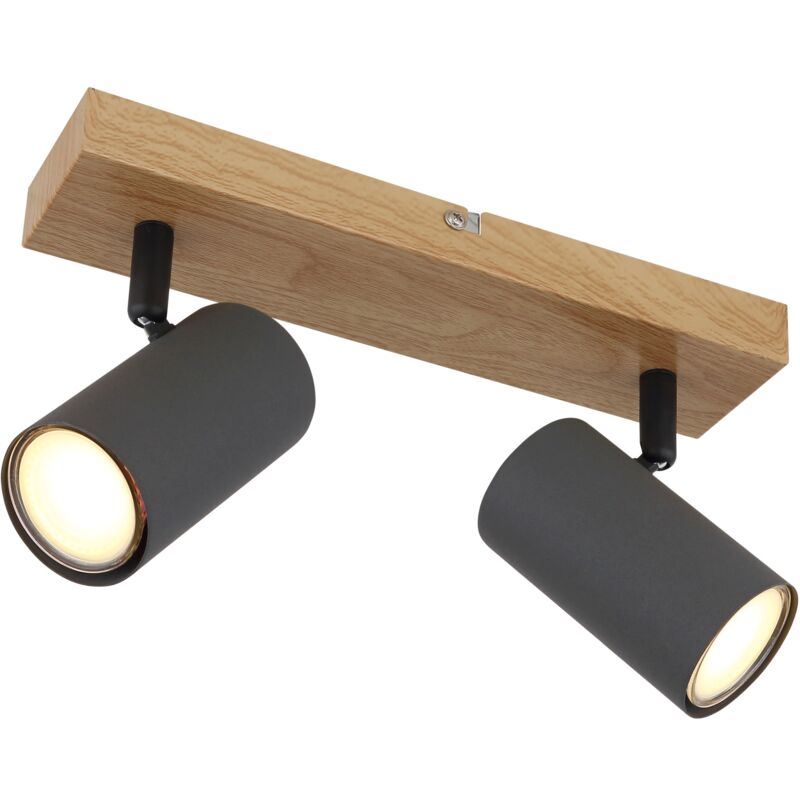 foto del prodotto faretti metallo effetto legno, 2 x gu10