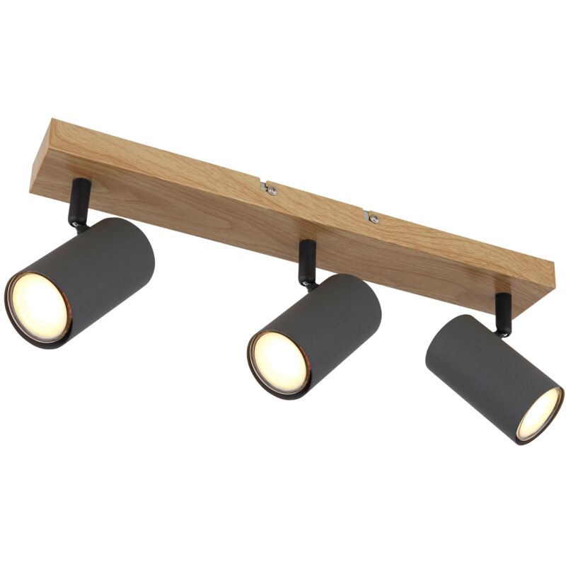 foto del prodotto faretti metallo effetto legno, 3 x gu10