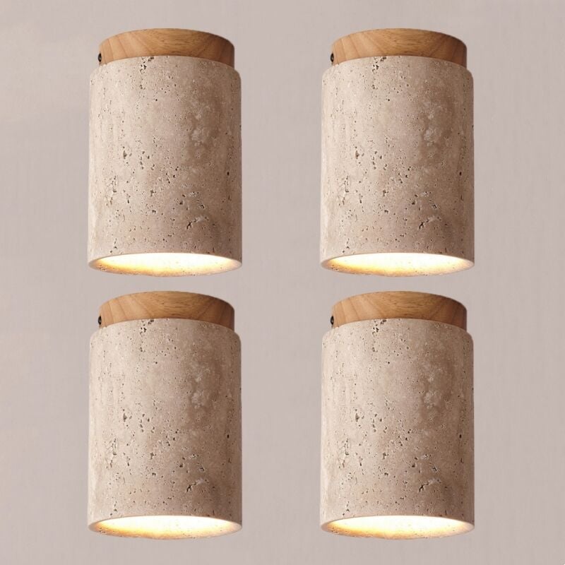 foto del prodotto faretti soffitto vintage plafoniera interna lampada da soffitto giallo e legno per salone corridoio cucina salotto 4pcs