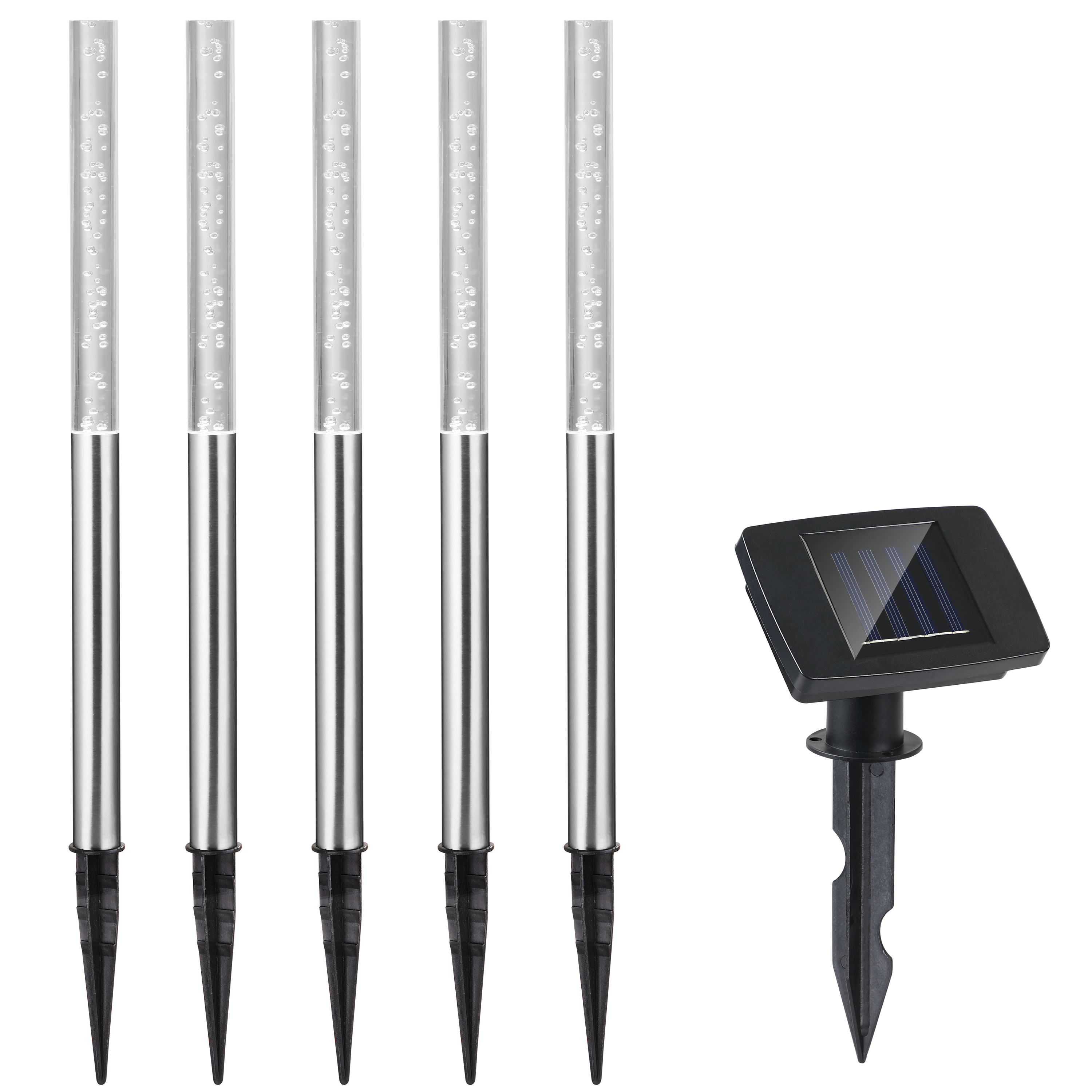 foto del prodotto faretti solari da giardino led 5 pz luce bianca