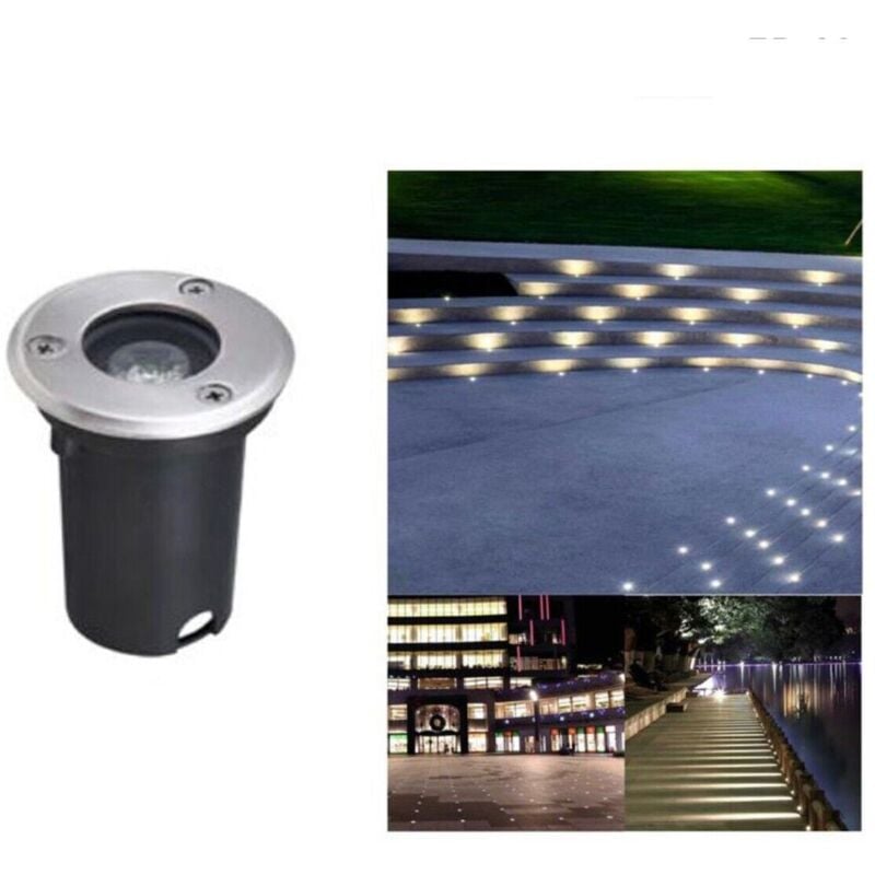 foto del prodotto faretto 1w led segnapasso terra tondo incasso luce bianca fredda 6500k