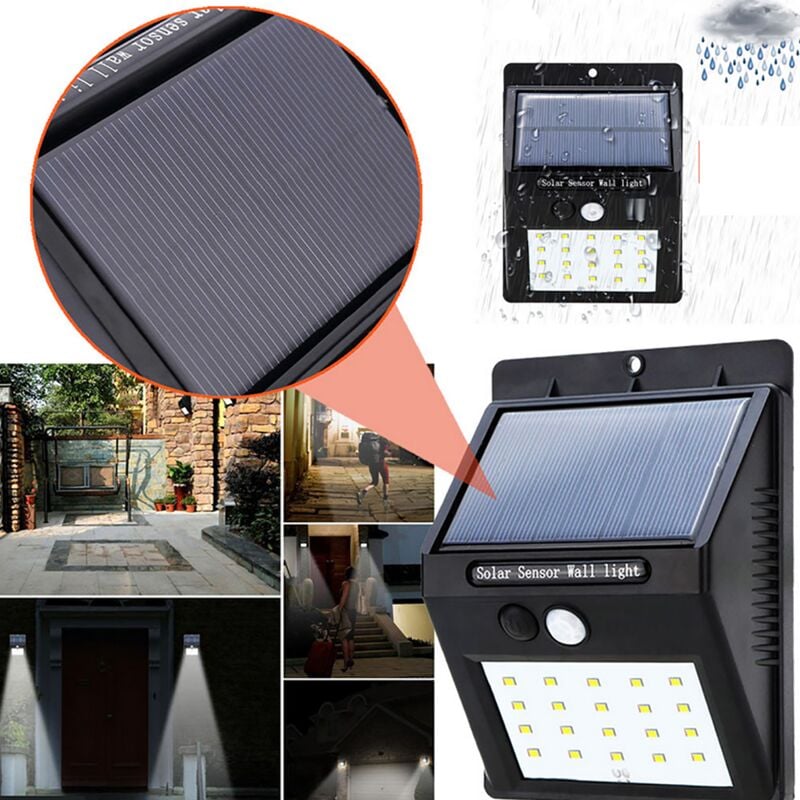 foto del prodotto faretto 20 led solare esterno lampada giardino faretti sensore movimento luce