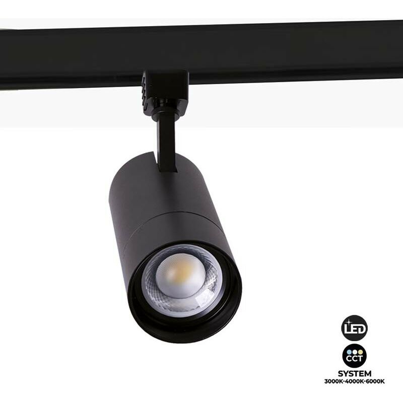 foto del prodotto faretto a binario led monofase cct 25w cob con apertura