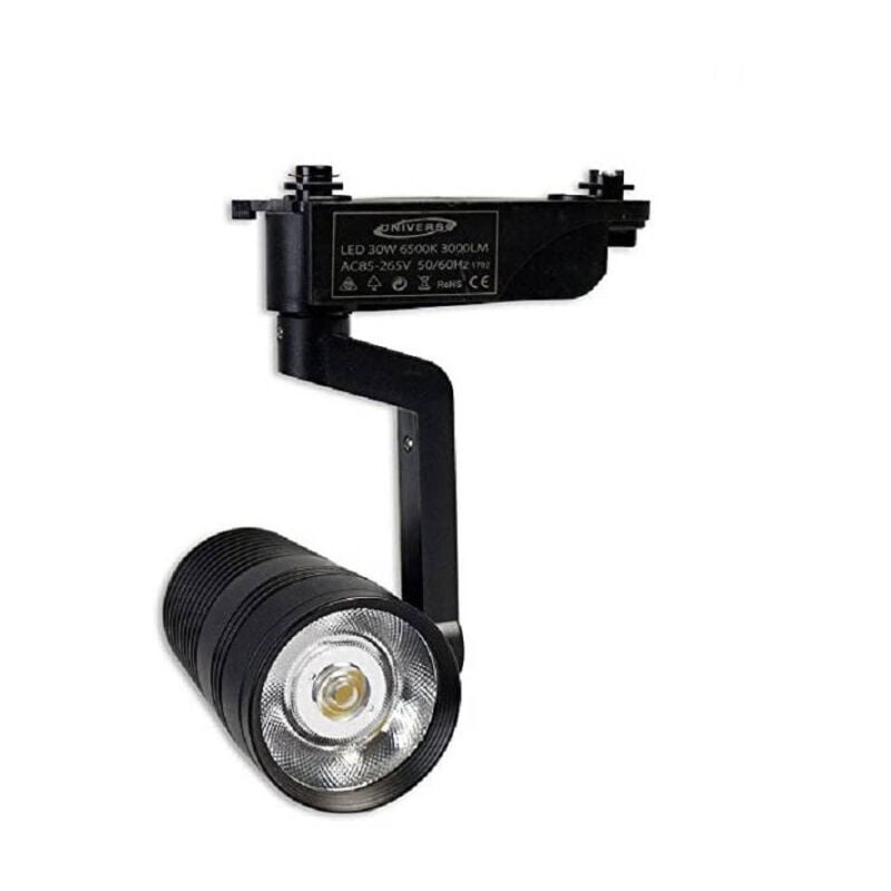 foto del prodotto faretto a binario pista 20 watt nero luce fredda naturale calda 2 poli f 20w8h bianco freddo trade shop traesio
