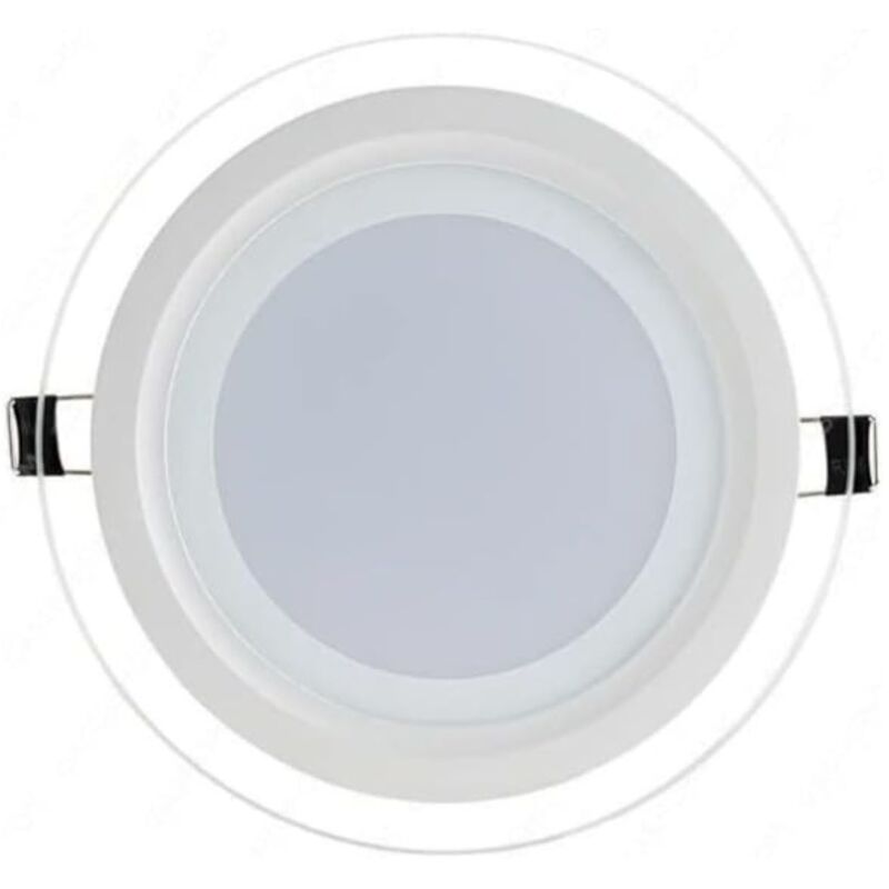 foto del prodotto faretto a incasso led soffitto rotondo vetro bianco 18w luce fredda alette molla