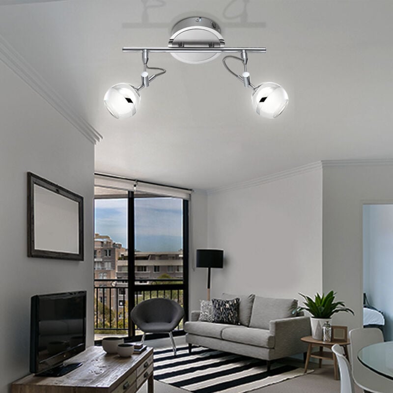 foto del prodotto faretto a led da soffitto lampada da soffitto faretto faretto da soffitto, 2 punti fiamma mobili, acrilico cromato, 2x led 5w 350lm bianco caldo,