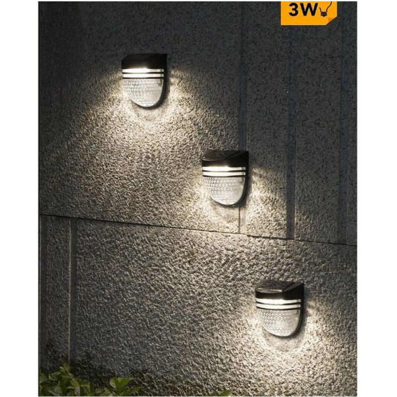 foto del prodotto faretto applique led giardino ricaricabile 3 w con pannello solare ip65 yh0613 bianco freddo trade shop traesio