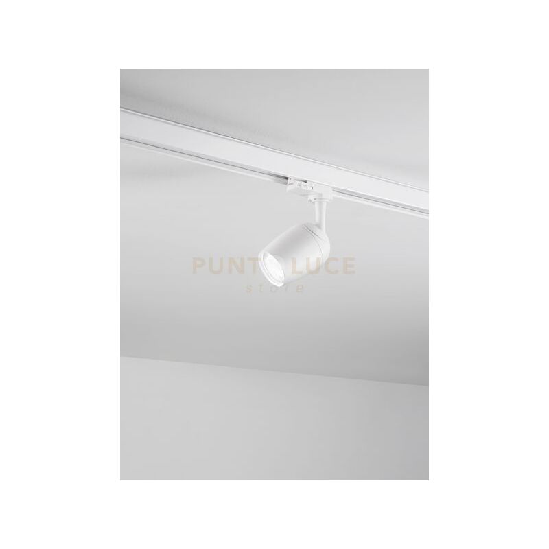 foto del prodotto faretto binario in alluminio colore bianco orientabile 300 per binario attacco gu10 d.6cm