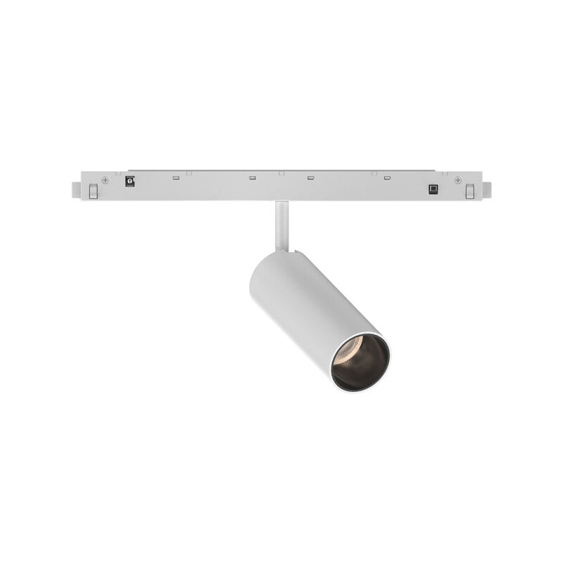 foto del prodotto faretto binario singolo on off ego alluminio bianco 1 luce 12w 3000k luce calda