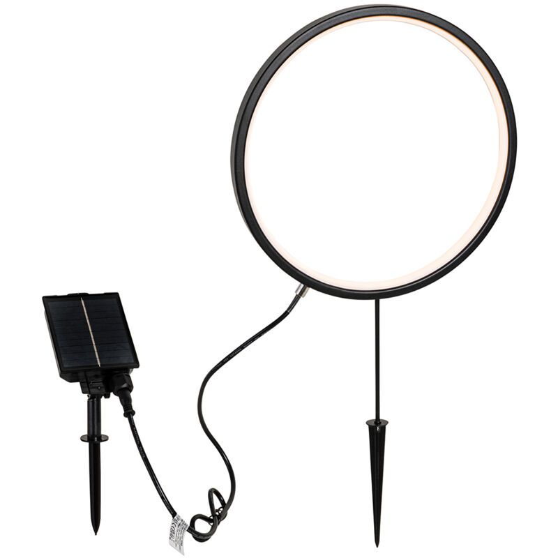 foto del prodotto faretto con palo da giardino adalind design acciaio,plastico nero tondo non sostituibile led max. 1 x 1.2 watt qazqa