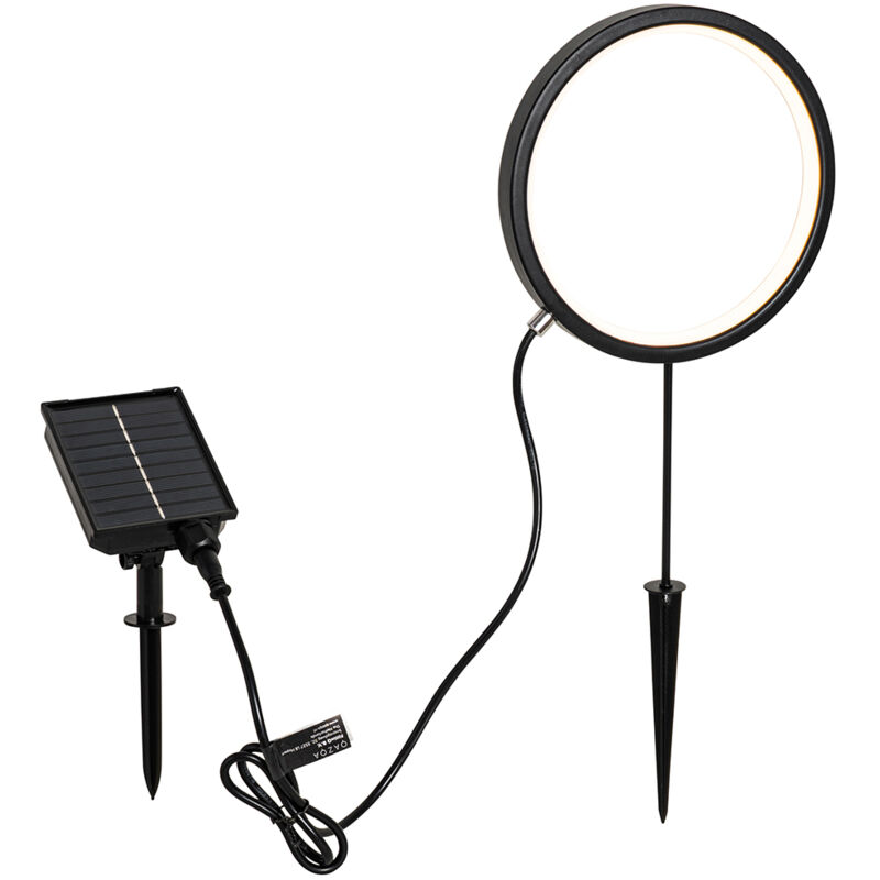 foto del prodotto faretto con palo da giardino adalind moderno acciaio,plastico nero tondo non sostituibile led max. 1 x 1.2 watt qazqa