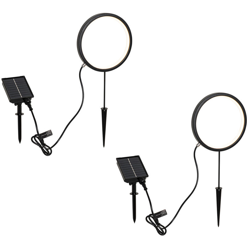foto del prodotto faretto con palo da giardino adalind moderno acciaio,plastico nero tondo non sostituibile led max. 2 x 1.2 watt qazqa