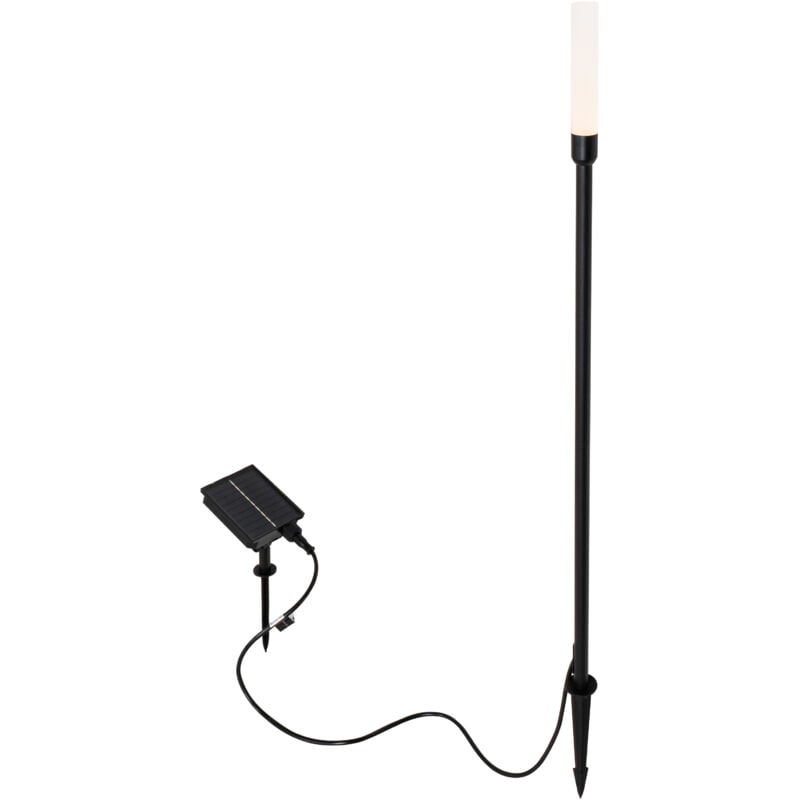 foto del prodotto faretto con palo da giardino barry design acciaio,plastico nero oblungo non sostituibile led max. 1 x 1.2 watt qazqa