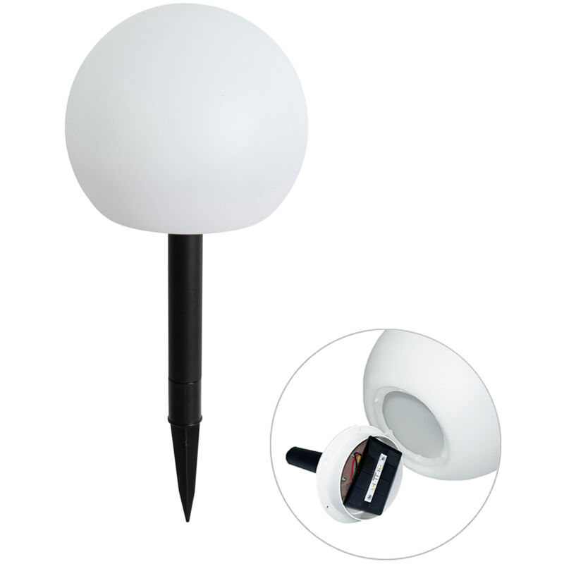 foto del prodotto faretto con palo da giardino ludger moderno plastico bianco tondo non sostituibile led max. 1 x 0.5 watt qazqa
