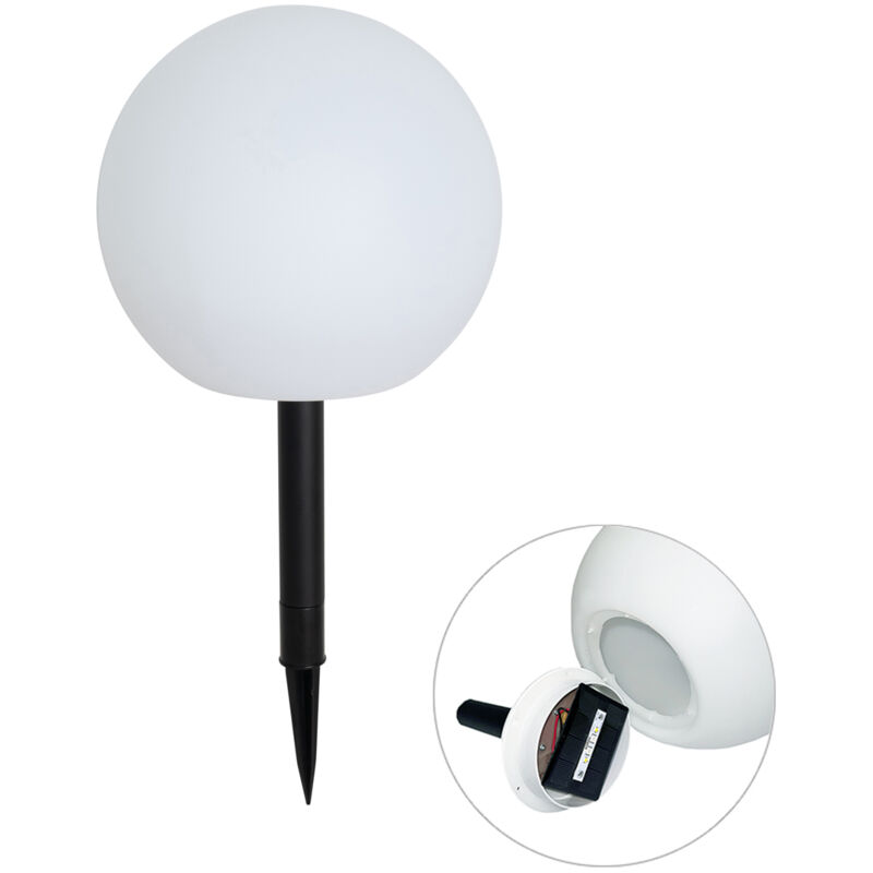 foto del prodotto faretto con palo da giardino ludger moderno plastico bianco tondo non sostituibile led max. 1 x 0.5 watt qazqa