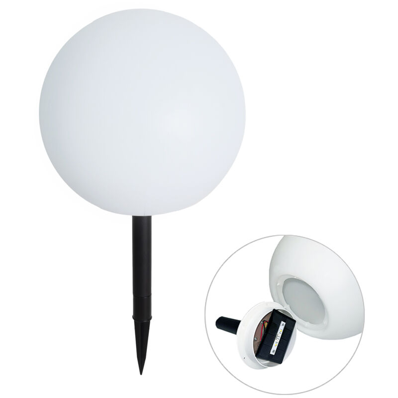 foto del prodotto faretto con palo da giardino ludger moderno plastico bianco tondo non sostituibile led max. 1 x 0.5 watt qazqa